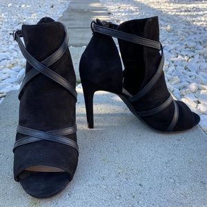 Suede Peep Toe High Heel Shoes